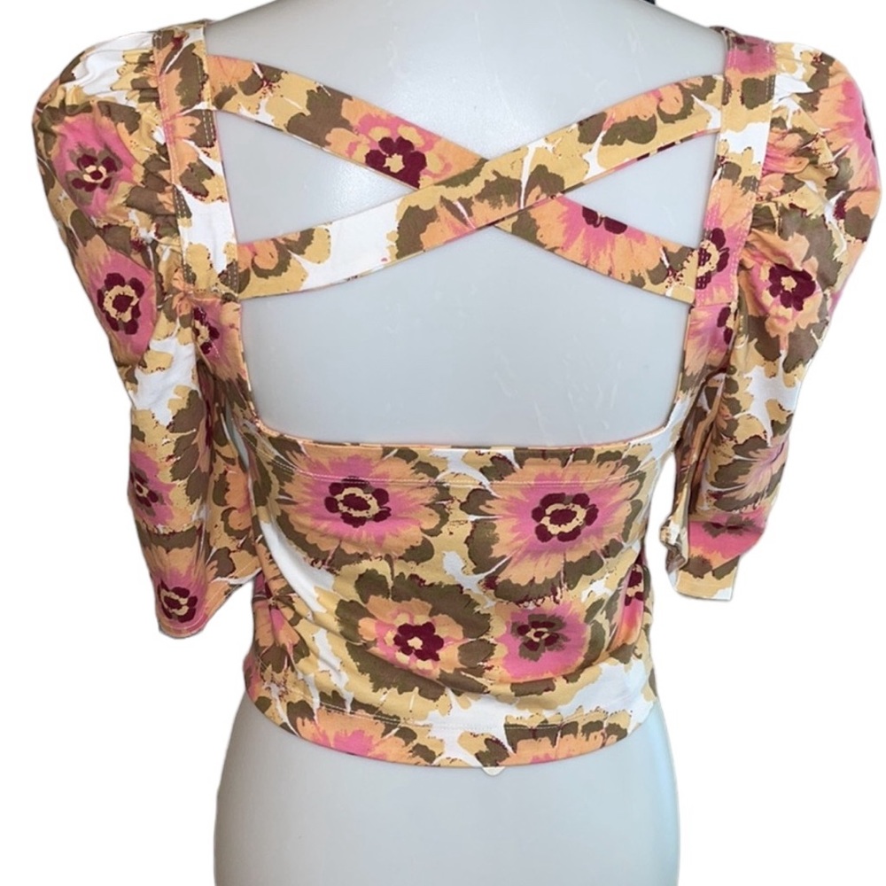 Free People Floral Crop Top Size Medium NWT - Picture 6 of 15